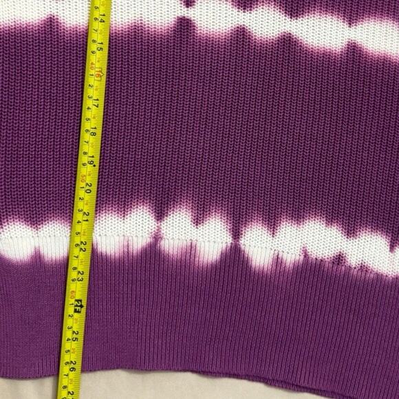 Johnny Was Tie Dye Striped Pullover Sweater Purple White V Neck Cotton Small - Picture 6 of 8